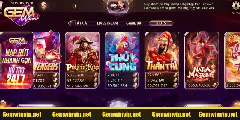 Sảnh Game Slots tại Gemwin